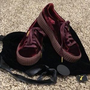 Velvet Fenty Puma creepers in burgundy, never worn